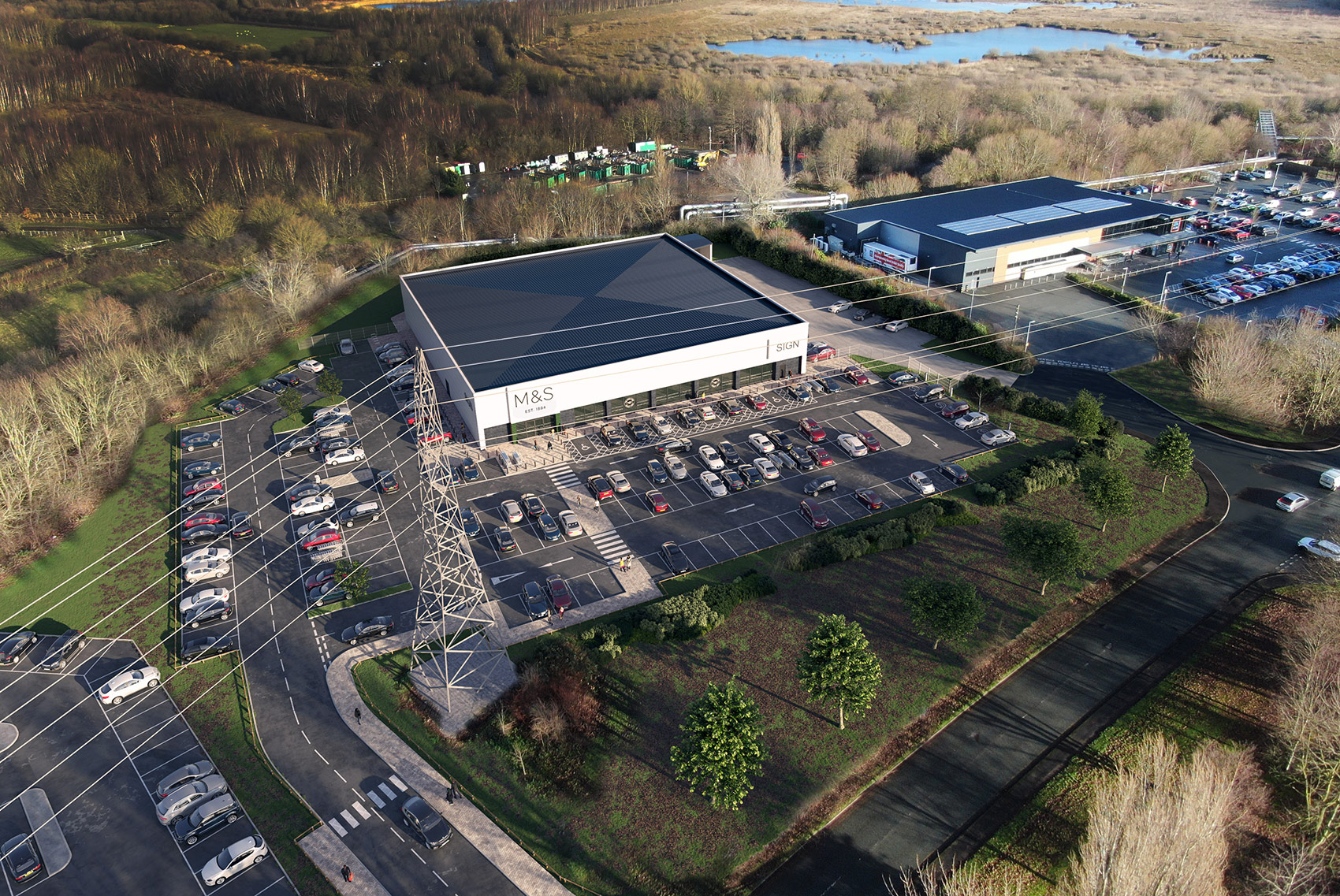 3D vsiual of the M&S Foodhall on land off Leicester Street in Northwich town centre